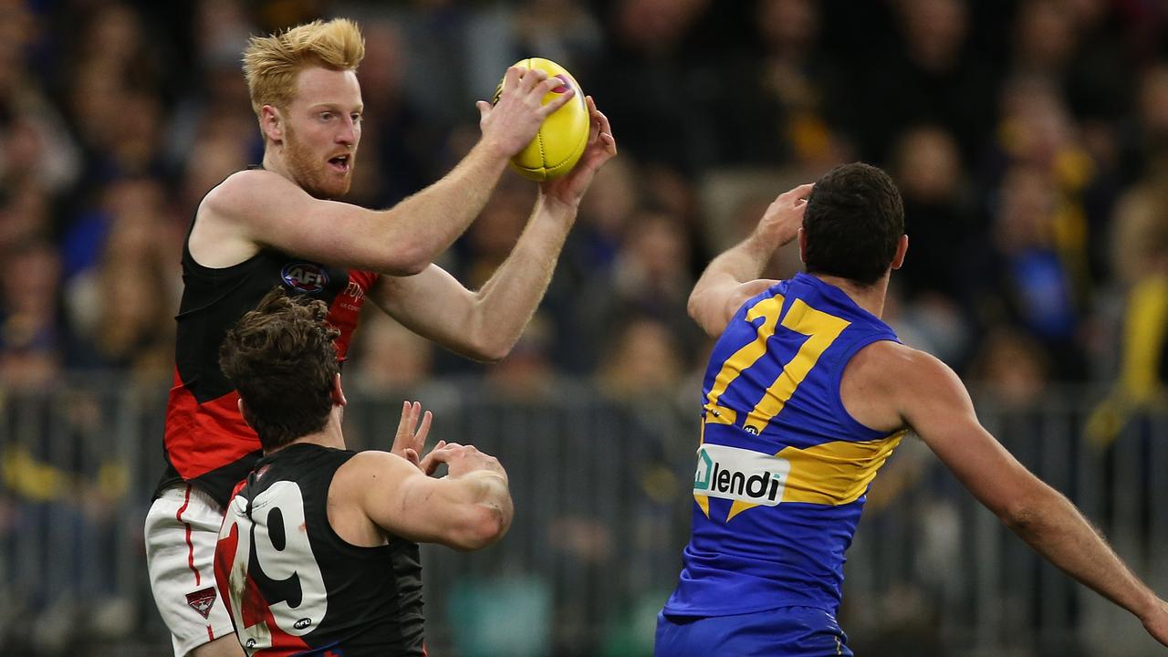 Aaron Francis takes a mark against West Coast in the elimination final.
