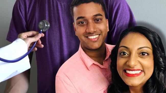 Kavya Chaganti and her husband for story about Medicare bulk billing