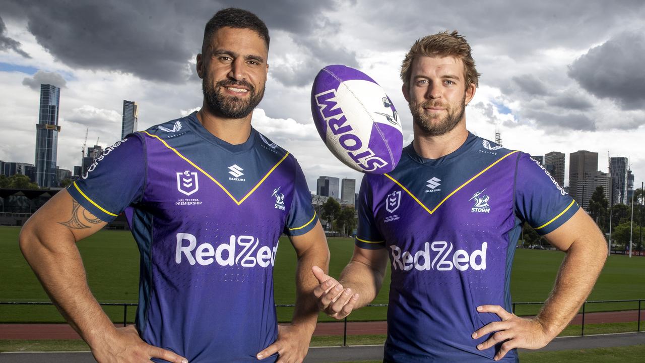 Jesse Bromwich and Christian Welch were meant to be the Storm’s co-captains in 2022. Picture: Alex Coppel