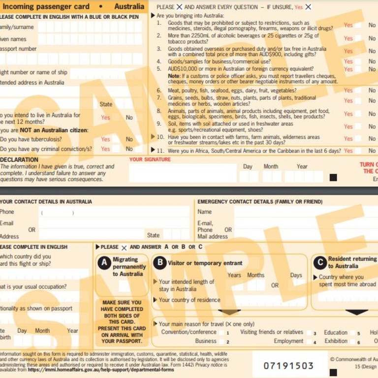 Infringements up to $2664 can be issued for breaches of the Biosecurity Act by travellers who fail to declare or make false declarations, according to a departmental spokesperson.