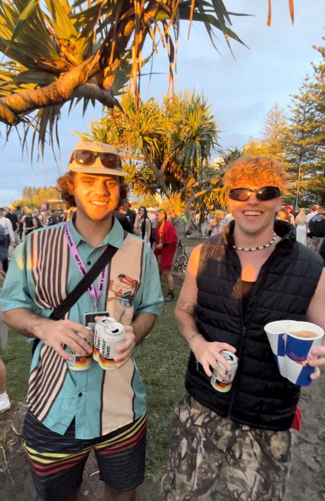 Gold Coaster Justice Burow and Coffs Harbour man Tyler Murray said the event was “awesome” but it needed more toilets.