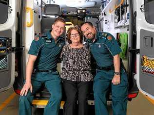 SIMPLY THE BEST: Glenice Haywood got the opportunity to thank her "heroes", paramedics Rhys Warwick and David Martin. Picture: Rob Williams