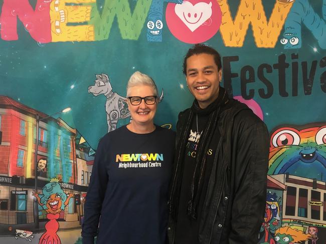 Liz Yeo, CEO of Newtown Neighbourhood Centre and performance artist Ziggy Ramo at the launch of the Newtown Festival program.