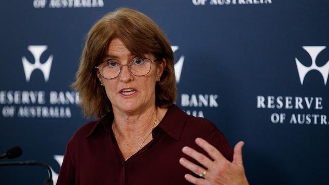 SYDNEY, AUSTRALIA - NewsWire Photos MAY 7, 2024:  RBA governor Michele Bullock addresses the media on Tuesday after the RBA board decision the leave the interest rates on hold. Picture: NCA NewsWire / Nikki Short