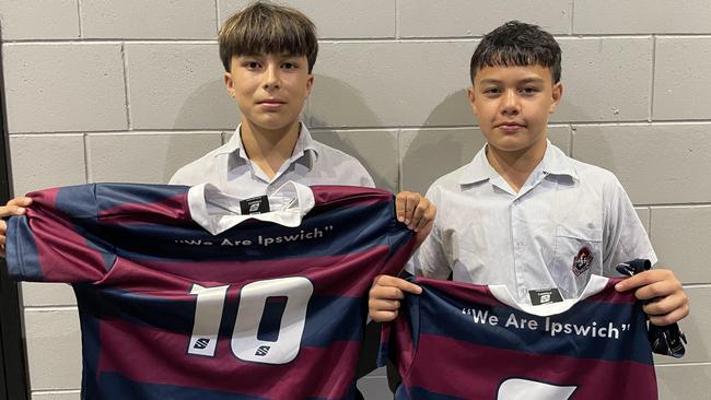 Cooper Hunt, left, and Bentley Tikinau who are the Year 8 and Year 7 captains respectively.