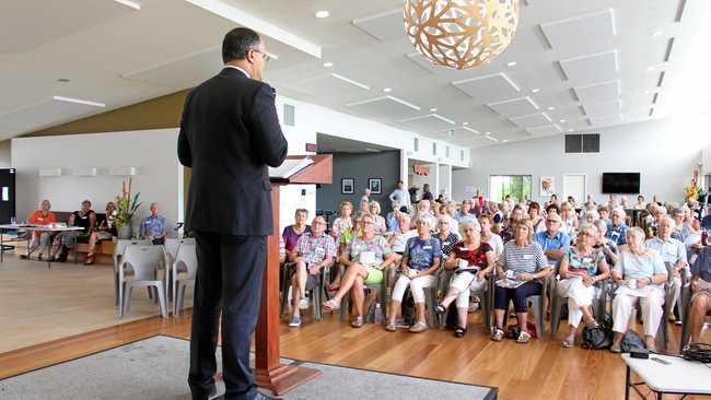 Ted O'Brien makes public a submission to the Aged Care Royal Commission during an address at his Fairfax Seniors' Forum. Picture: Contributed