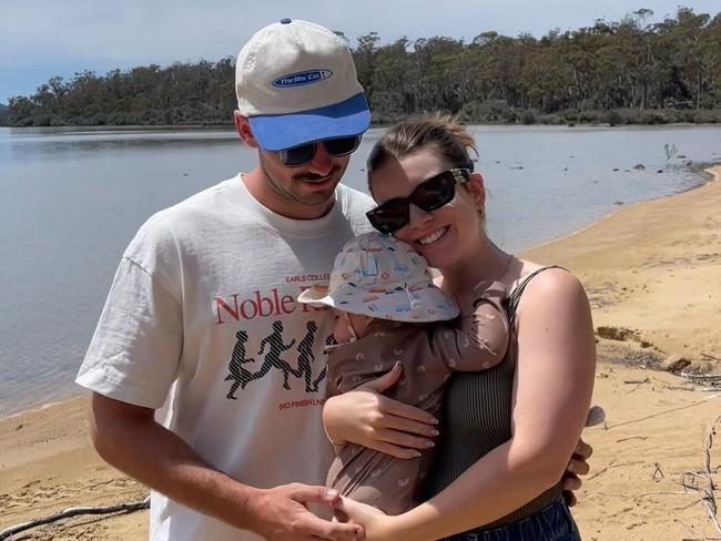 Chayce Jones and partner Nicola Grant spent their first Christmas together as a family of three. Picture: Instagram