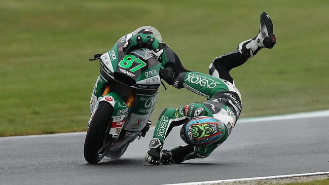 Remy Gardner was thrown from his bike in a wild crash at Phillip Island.