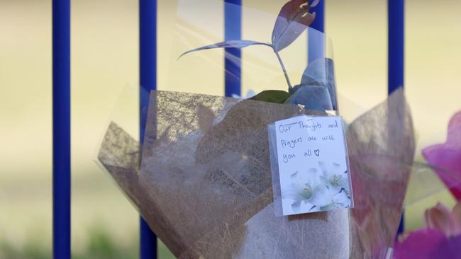 Tributes are being left at Hillcrest Primary School in Devonport. Picture: Grant Viney