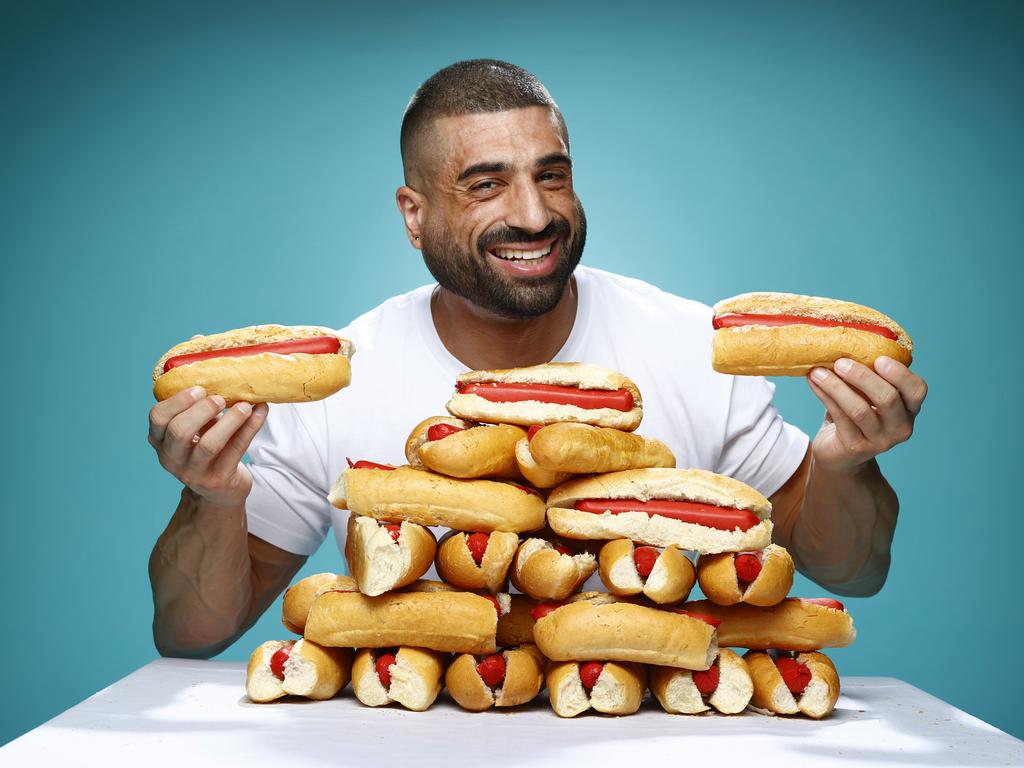 WEEKEND TELEGRAPH 26TH JUNE 2023
STRICTLY EMBARGOED FOR WEEKEND MAGAZINE FEATURE - TALK TO WEEKEND PIC DESK BEFORE USE.
Pictured at News Corp in Sydney is James Webb, competitive eater from western Sydney who has gone over to the U.S and beaten the Americans at competitive eating tournaments.
Picture: Richard Dobson