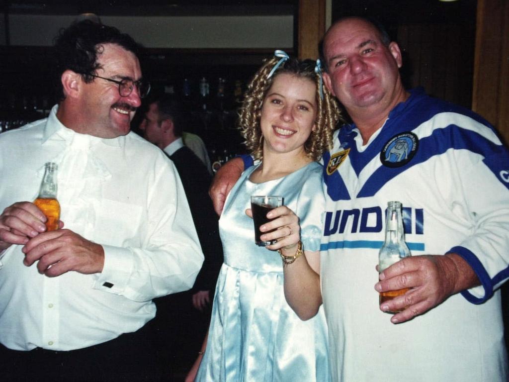 Rachelle Childs (23) of Bargo with father Graham (left) and an uncle during her 21st birthday party.