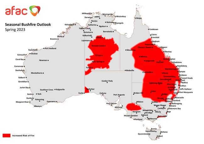 Fire risk is high across four states for spring. Picture: AFAC