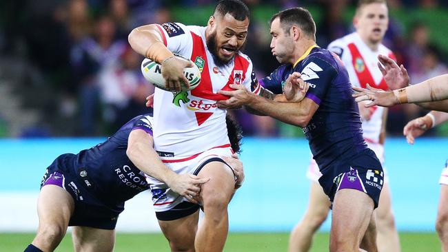 Ah Mau can’t escape Cameron Smith. (Michael Dodge/Getty Images)