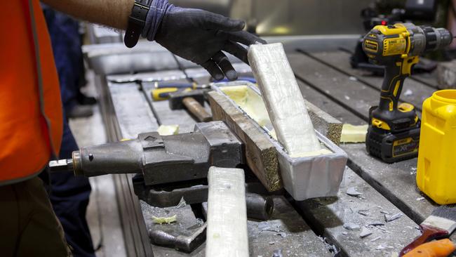 The cocaine was concealed in aluminium ingots. Picture: AFP