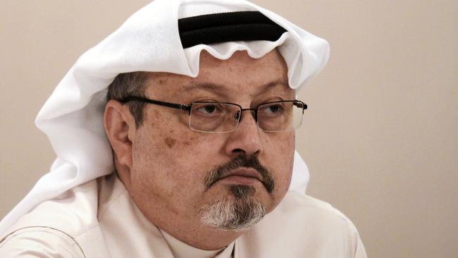 (FILES) In this file photo taken on December 15, 2014 Saudi journalist Jamal Khashoggi attends a press conference in the Bahraini capital Manama. - Khashoggi went from being a Saudi royal family insider to an outspoken critic of the ultra-conservative kingdom's government. The journalist -- who was last seen on October 2 entering his country's consulate in Istanbul -- went into self-imposed exile in the United States in 2017 after falling out with Crown Prince Mohammed bin Salman. (Photo by MOHAMMED AL-SHAIKH / AFP)