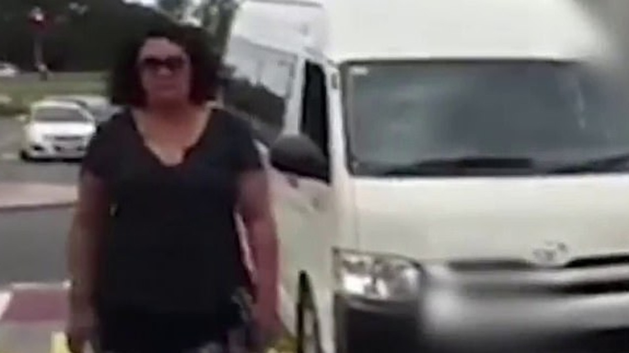 Joan Taufua during a road rage attack on a delivery driver in 2019.