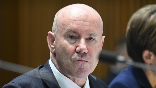 Defence Department secretary Greg Moriarty during a Senate estimates hearing on Wednesday. Picture: NewsWire / Martin Ollman