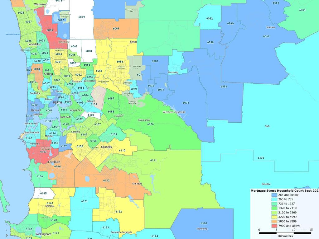 Mortgage Stress map Perth. <i>Source: Digital Finance Analytics</i>.