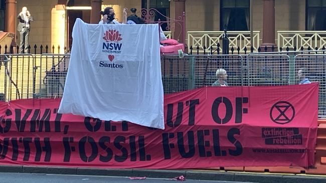 Anti-CSG protesters outside NSW’s Parliament House in Macquarie St.