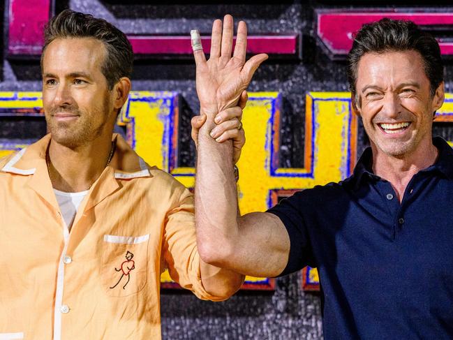Ryan Reynolds and Hugh Jackman promote Deadpool &amp; Wolverine in Seoul on July 4. Picture: AFP