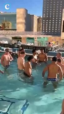 Only in Vegas: Raiders Recover in Party Pool with Hotel Guests