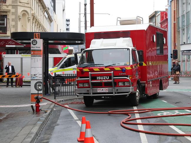 Overnight fire at the Brunswick Hotel in Liverpool Street Hobart. Picture: Nikki Davis-Jones