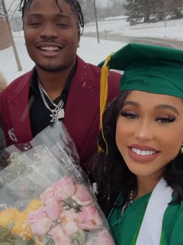 Dwayne Haskins and his wife Kalabrya.