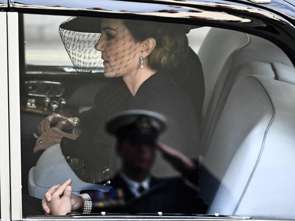 Catherine, Princess of Wales, sits in her car as she leaves Westminster Abbey. Picture: Getty