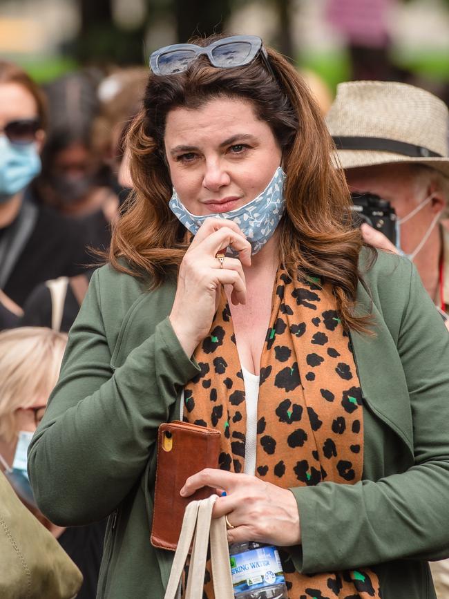 ABC journalist Louise Milligan, pictured at a March 4 Justice rally, is being sued for defamation over her reporting. Picture: Jason Edwards