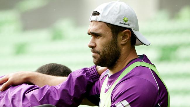 Melbourne Storm training at AAMI Park , Justin O'Neill at training. 9th July 2014. Picture : Colleen Petch