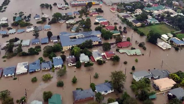 An aerial image of Lismore in early 2022. Picture: NCA NewsWire.