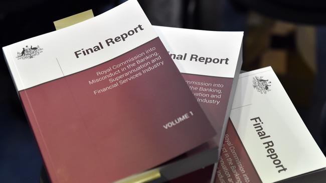 A copy of the Royal Commission report. Picture: Mick Tsikas/AAP