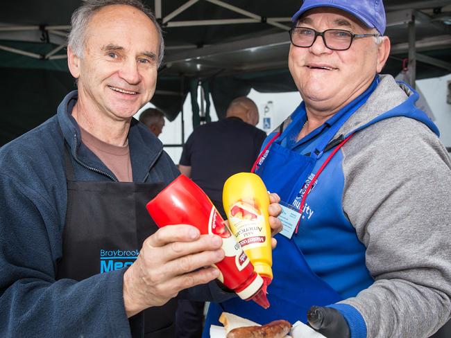 A sausage sizzle at Maribyrnong Bunnings. Picture: Sarah Matray