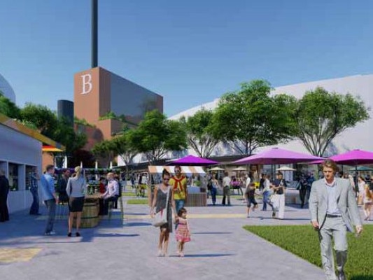 Artist’s impression, which shows the proposed retail spaces along the pedestrian promenade.