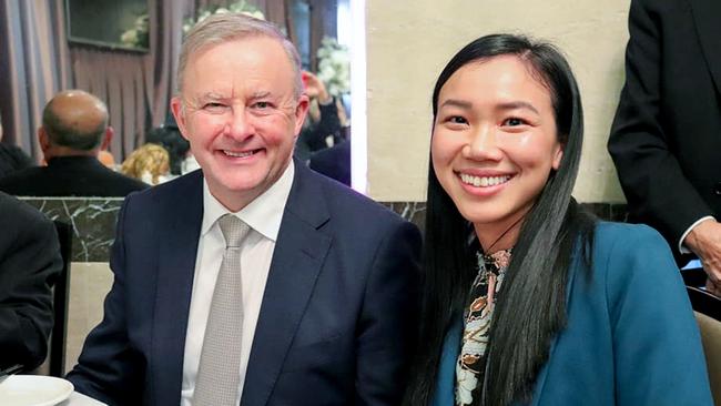 Anthony Albanese with Tu Le at a Fowler fundraiser in June. Picture: Facebook