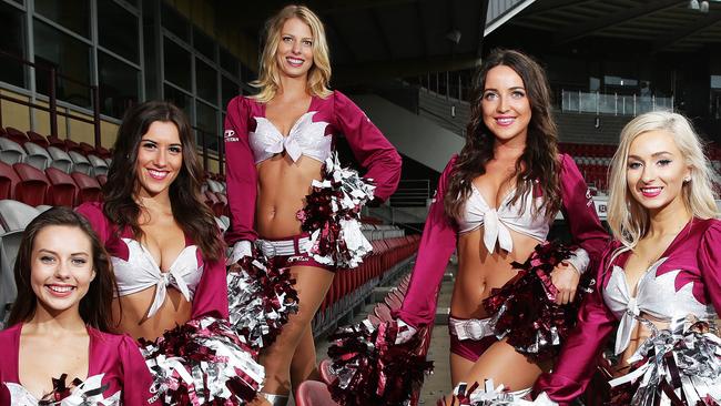 Seabirds pictured from left Ainsley, Melissa, Demi, Anastassia, and Alanah at Brookvale Oval. Picture: Braden Fastier