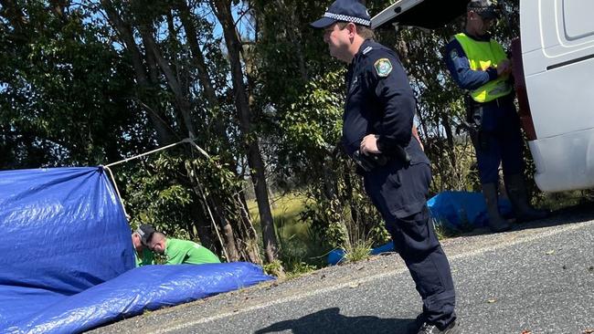 Police at the scene of the crash. Picture: Janine Watson