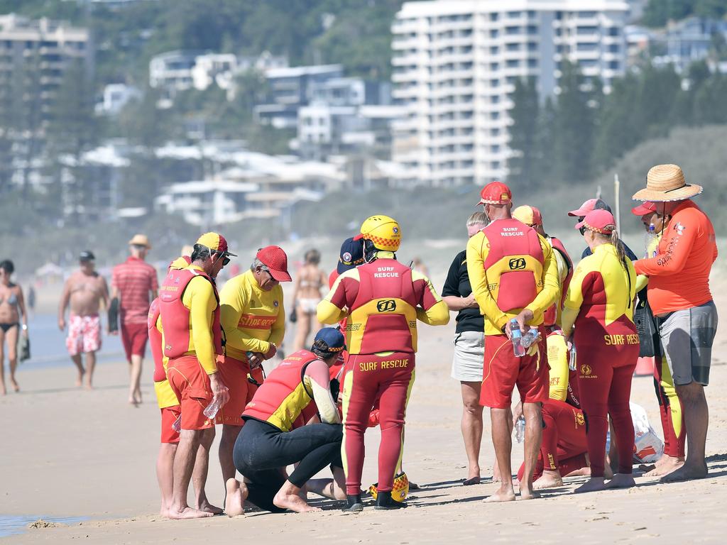 The search for a swimmer who was taken out by a rip at Coolum on Saturday afternoon resumed on Sunday. Picture: Patrick Woods.