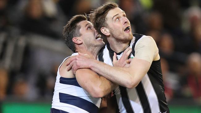 Geelong needs more from Tom Hawkins against the formidable West Coast defence. Picture: Michael Klein.