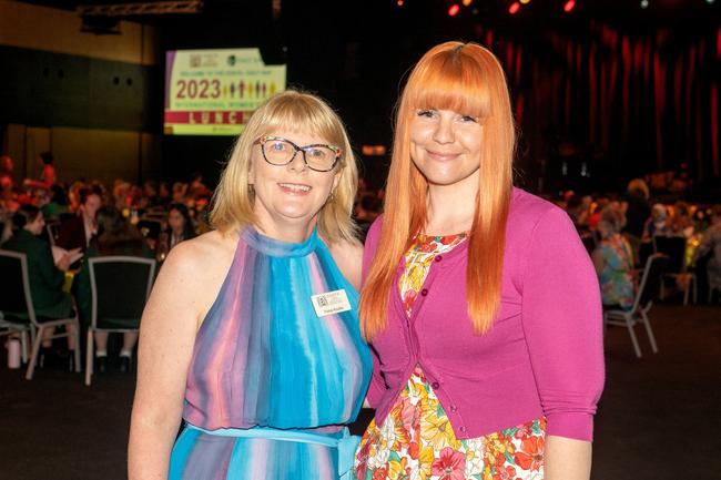 Fiona Koutlis and Karlee Box at the Zonta Club of Mackay Inc International Women's Day Luncheon at the MECC Sunday March 5 2023 Picture: Michaela Harlow