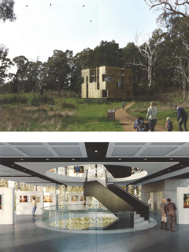 An artist impression of the propsed “light box”, a $22m upgrade at Hans Heysen’s Cedars property at Hahndorf.