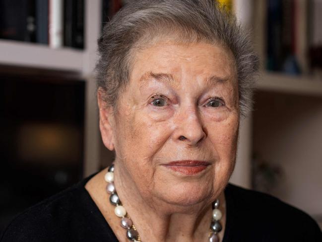 Holocaust survivor Barbara Wojnarowska-Gautier, 84 who was born in Warsaw on January 17, 1941, poses at her home in Warsaw on January 9, 2025. Barbara Wojnarowska-Gautier and her parents was deported to Auschwitz extermination camp on August 12, 1944 together with a group of civilians from Warsaw sent to the camp after the beginning of the Warsaw Uprising. There she was subjected to Dr Mengele's experiments. She was liberated with her mother by Soviet army on January 27, 1945. Shortly afterwards, they got lost with each other at the Red Cross reception centre. Her mother only managed to find her in an orphanage 4 years later. After the war, she moved to France, graduated in law from the Sorbonne and worked at the UN for the High Commissioner for Political Refugees. She has a daughter and two granddaughters. (Photo by Wojtek RADWANSKI / AFP)