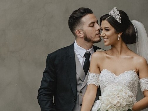 Couple Lindita and Veton Musai on their wedding day.