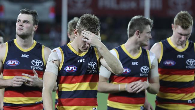 It was a miserable night for the Crows. Pic: SARAH REED