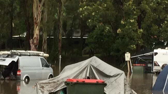 BIG4 Gold Coast Holiday Park guests were trapped due to rising flood water. Photo: Supplied