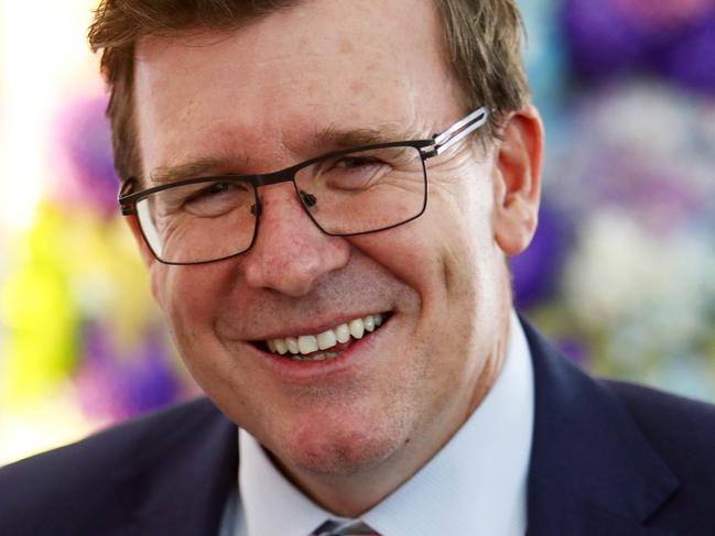 05/11/19 Alan Tudge MP in the Tabcorp marquee on Melbourne Cup day at Flemington racecourse. Aaron Francis/The Australian