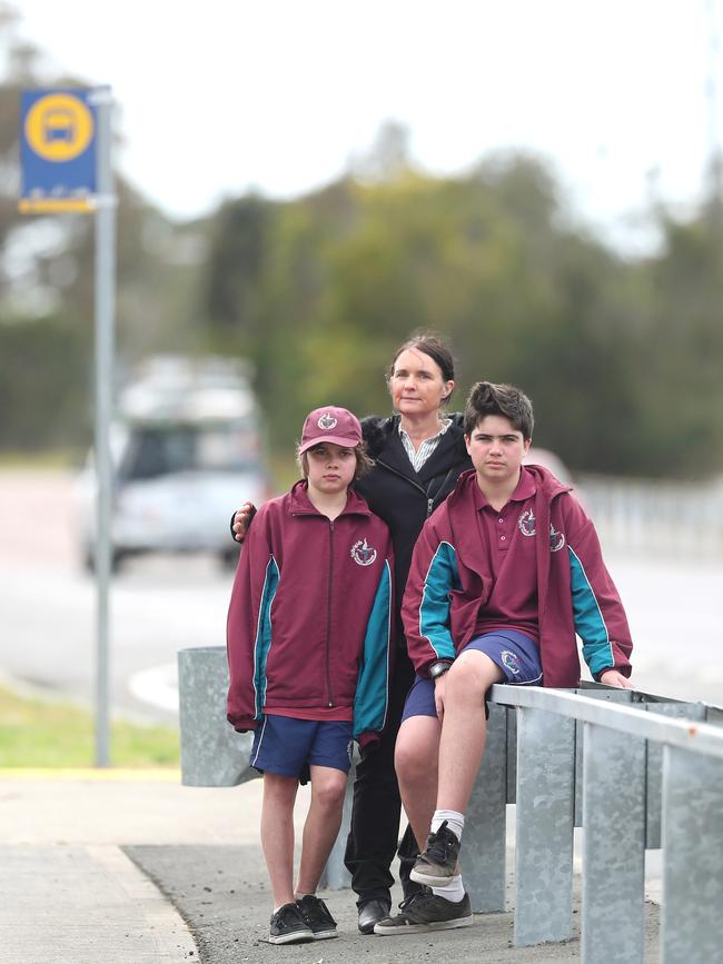 The McTyres at the bus stop on the Pacific Highway. Picture: Sue Graham