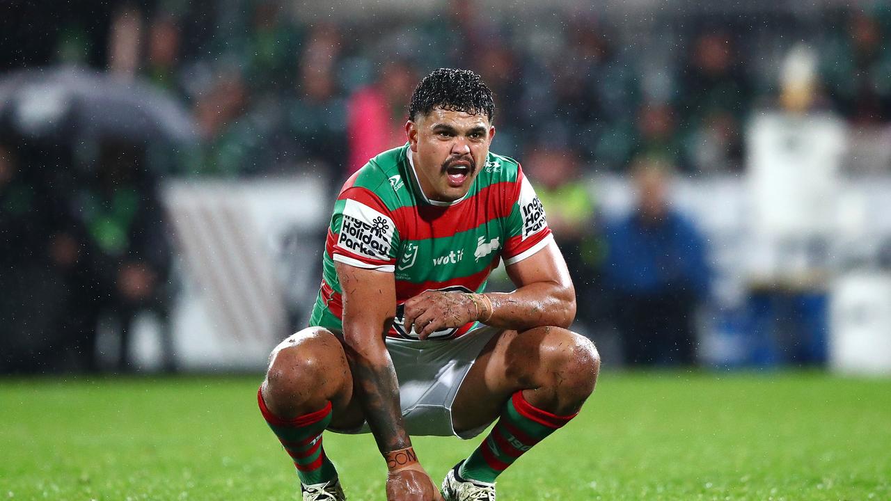 NRL 2024 RD10 St. George Illawarra Dragons v South Sydney Rabbitohs – Latrell Mitchell, Dejection. Picture: NRL Photos