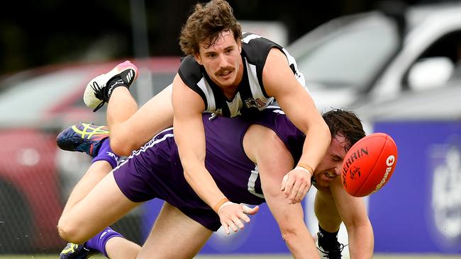 Ringwood’s Tim Jones attacks the footy on Saturday. Photo by Josh Chadwick