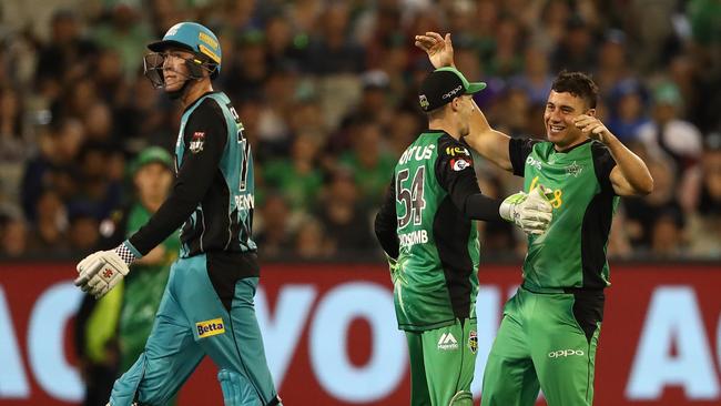 Marcus Stonis claims the wicket of Matthew Renshaw. Picture: Getty Images